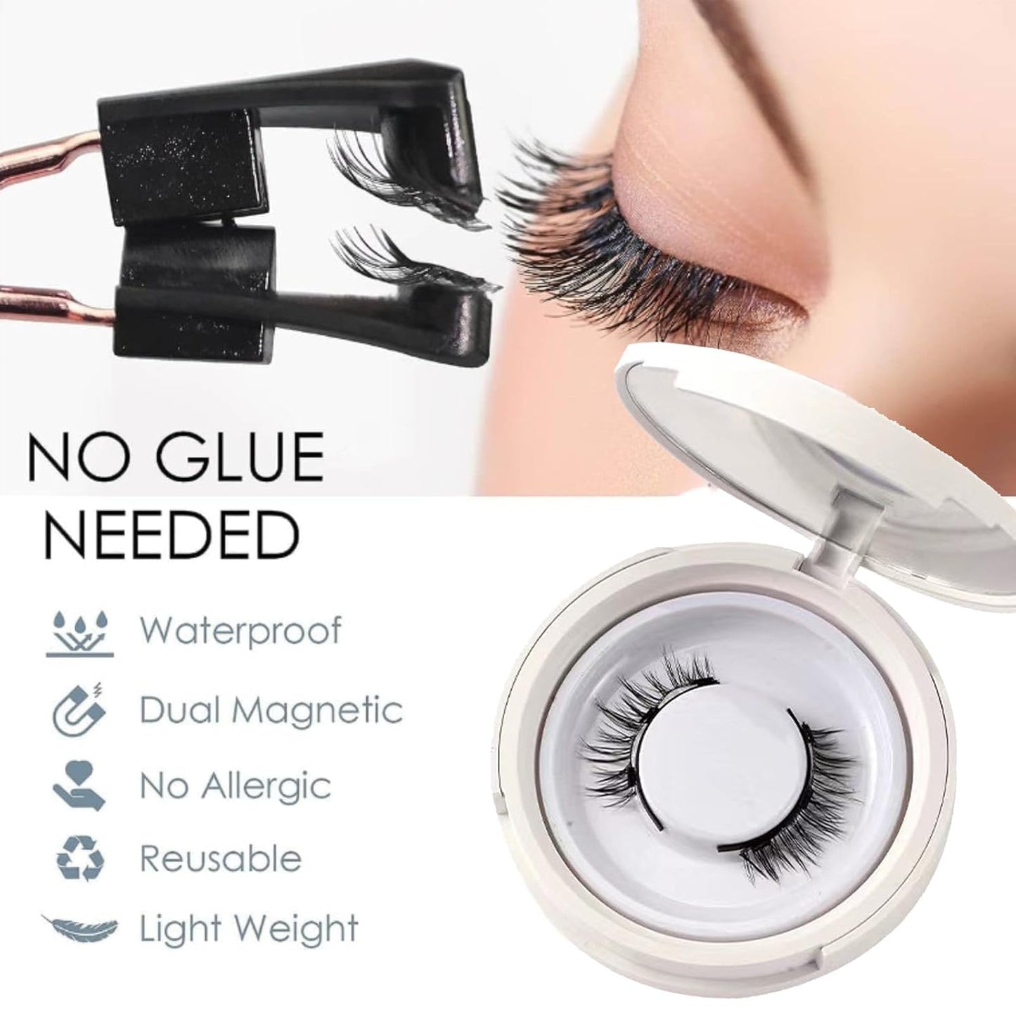Reusable Natural Magnetic Eyelashes (No Glue Needed)