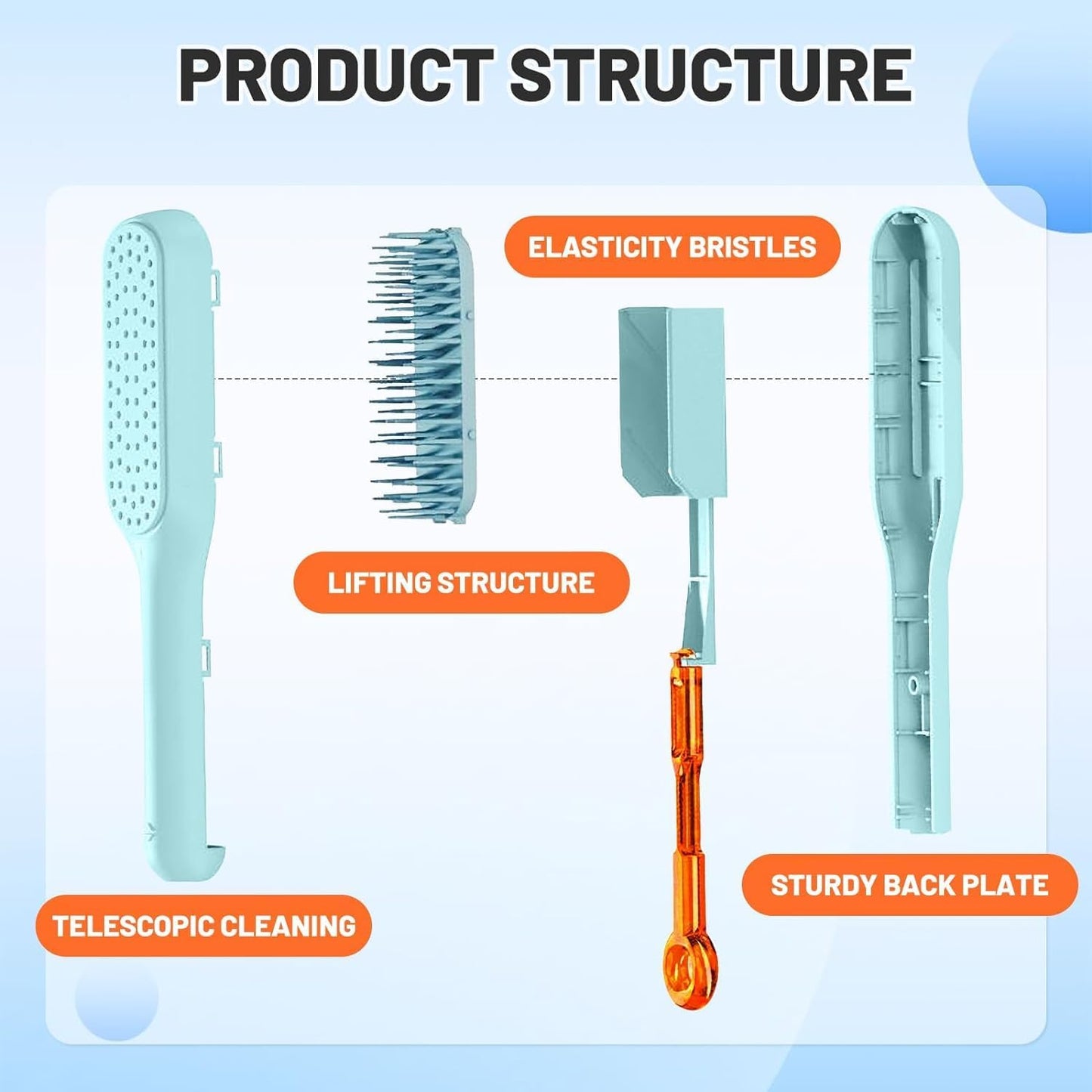 Self Cleaning Hair Brush - Clean Hair with One Pull