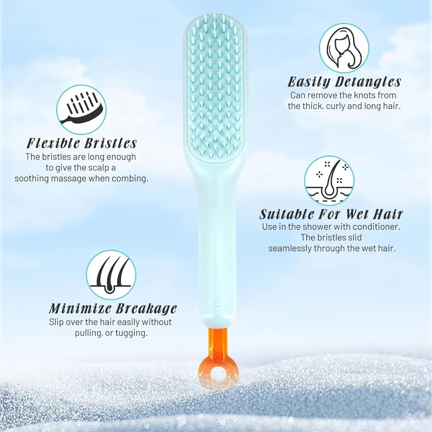 Self Cleaning Hair Brush - Clean Hair with One Pull