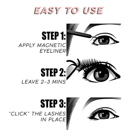 GLAMSTER Natural Looking Reusable Magnetic Eyelashes (Pack of 3 Pairs)
